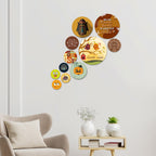 Artvibes Nature Round Shape MDF Wooden Wall Decor Items | Graphic Artwork | Door Decoration Items | Paintings For Wall | Aesthetic Wooden Decor | Handcrafted Art | Unique Gift (WPS_106N), Set of 11