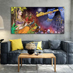 VIBECRAFTS Canvas Paintings for Living Room Drawing Room Canvas Wall Painting of Radha Thinking About Shri Krishna for Home|Office|Gift(PTVCH_2396)(48 x 24 Inches)