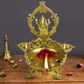 Artavrko Brass Ganesha Urli Ganesh Diya Urli Bowl Showpiece Floating Flowers Candles Home Office Diwali Decor Gift (9x11 Inch)