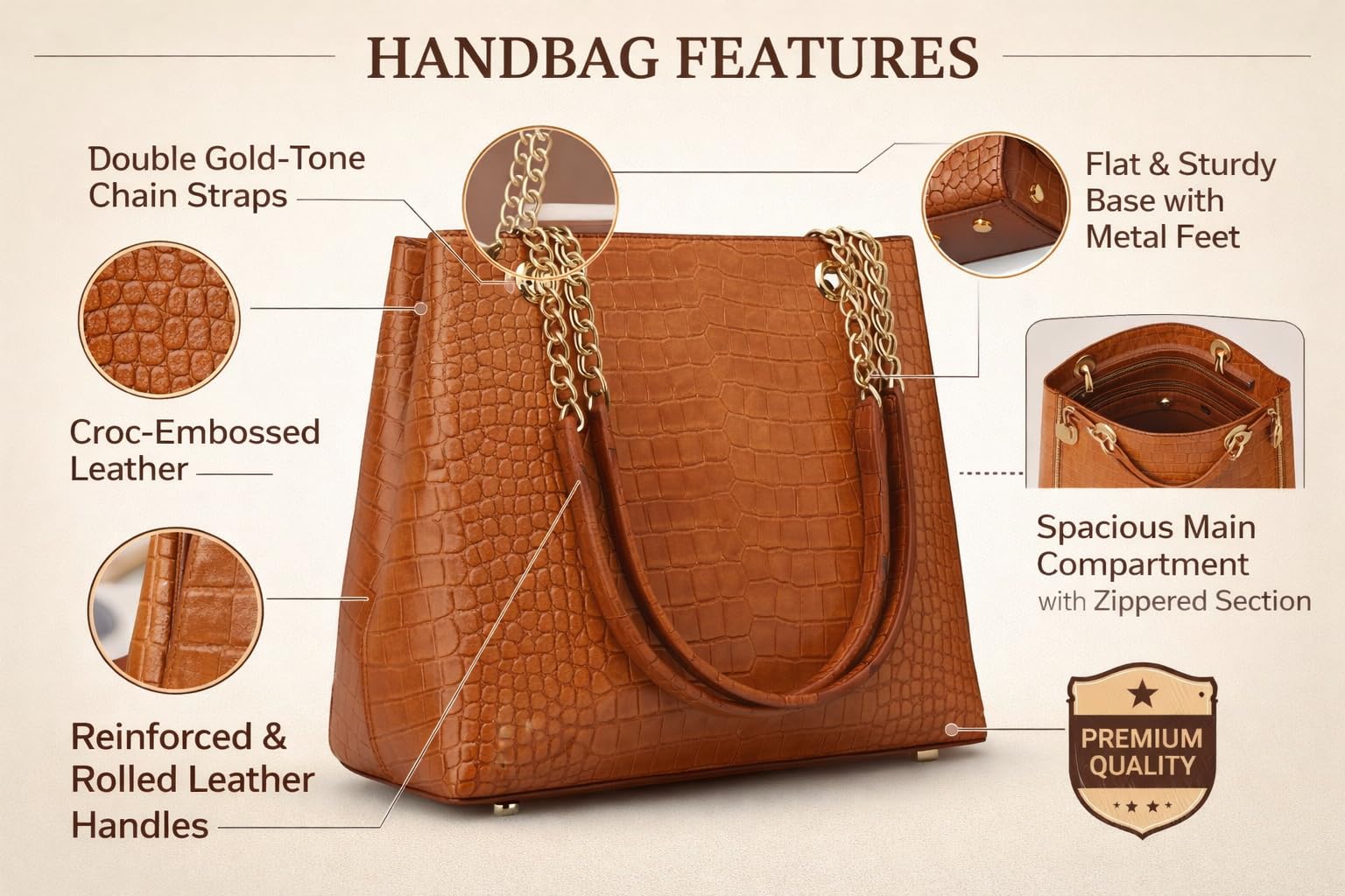 OPULLENT Women's PU Leather Tote Bag