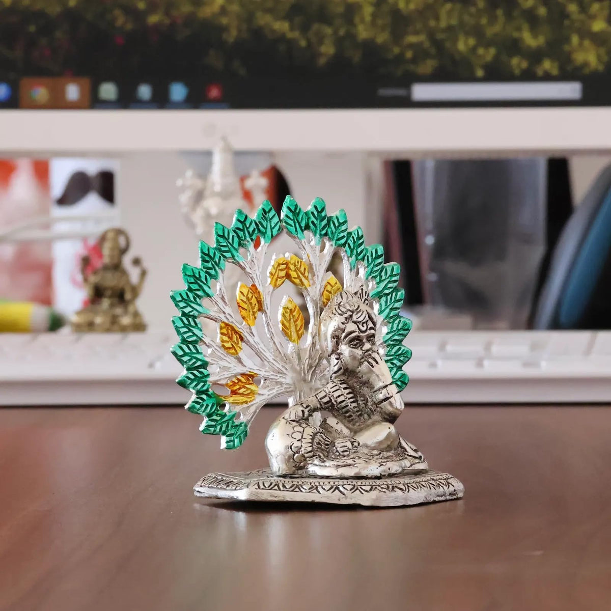 KridayKraft Elegant Matki Krishna Murti – Divine Matki Krishna Idol for Home & Office Décor, Intricately Designed Pooja Statue & Spiritual Showpiece for Living Room, Bedroom, Temple (Silver)