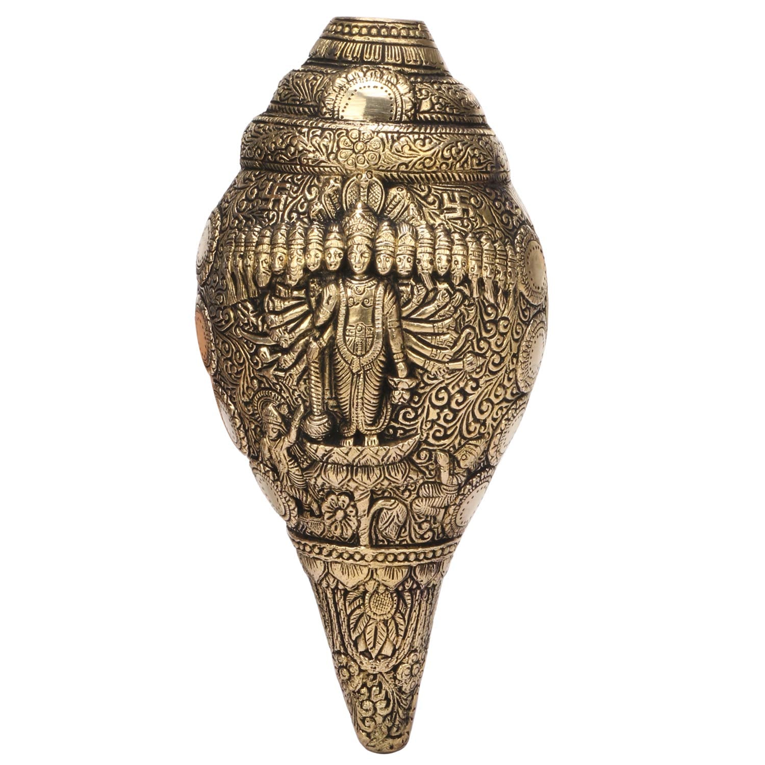 ARTVARKO Brass Elegant Vishnu Virat Shankh Wall Hanging Table Décor 10 Inches