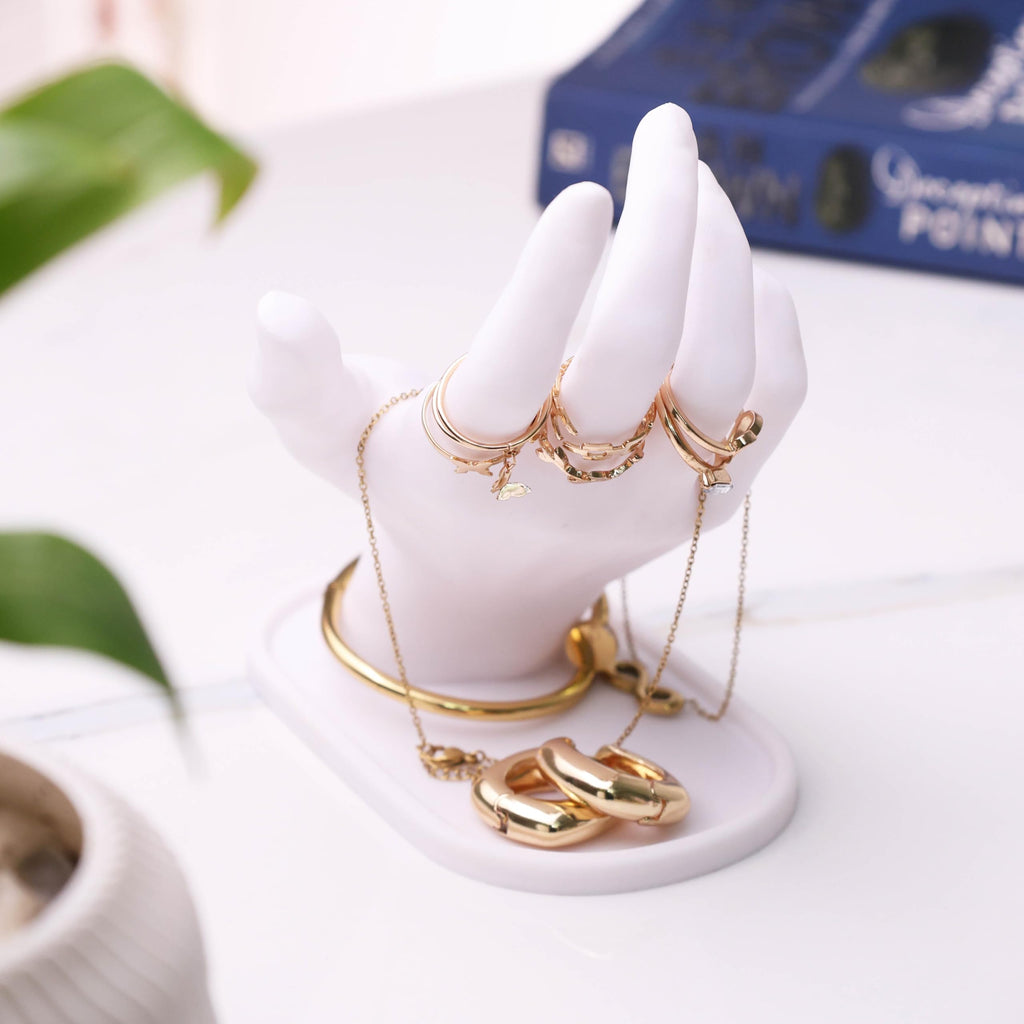 Artsycollection® 3D Human Hand Jewelry Tray – Eco-Friendly White Multi-Utility Organizer & Decorative Holder | Biodegradable 3-PLA Filament Home & Office Décor