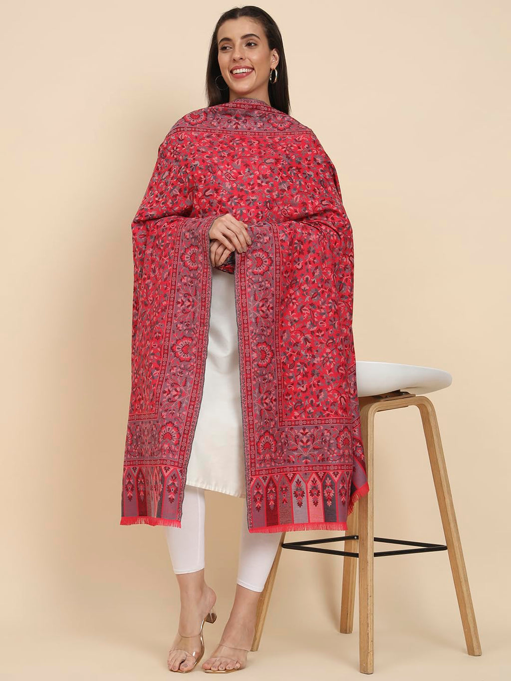 Pashmoda Women Dastaan Woven Design Jamawar Shawl (Size 101X203 CM)