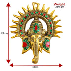 Metal Ganesha ji Statue,Ganpati Wall Hanging Sculpture Lord Ganesh Idol Lucky Feng Shui Wall Decor Your Home, Office,Religious Gift Article