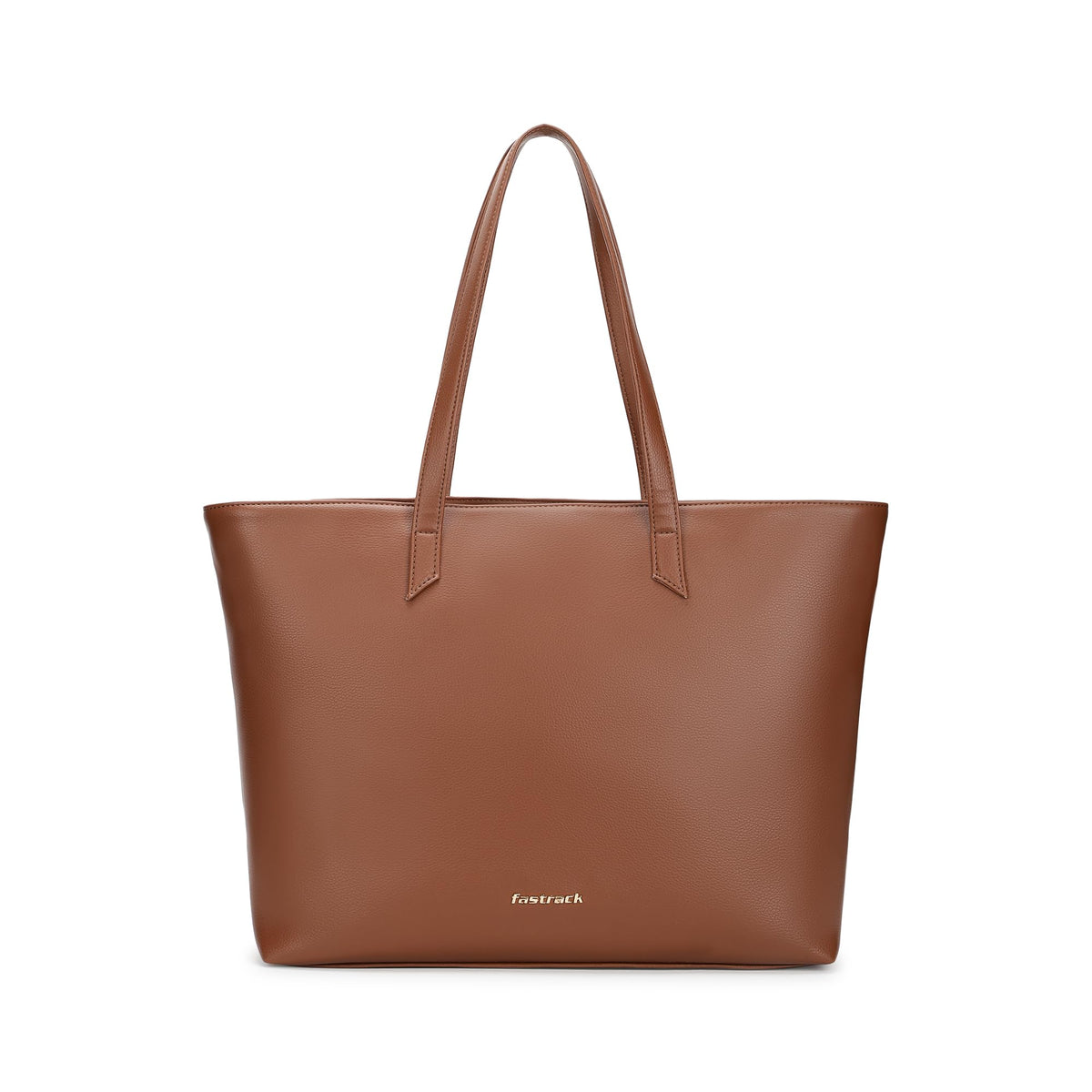 Fastrack Core Tote Laptop Bag For Women | Tan Faux Leather Bag | Fits Upto 15 Laptop | Ladies Handbag with Zipper Closure & Utility Pockets