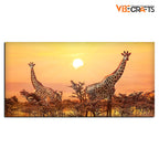 VIBECRAFTS Giraffes in Sunset Premium Canvas Wall Painting With Frame for Living Room Drawing Room Home|Office|Gift (PTVCH_2217)