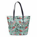 Aquatan Floral Green Vegan Leather PU Tote Bag – Spacious, Sturdy Handbag with Zip Compartment for Office & Travel