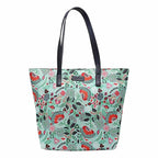 Aquatan Floral Green Vegan Leather PU Tote Bag – Spacious, Sturdy Handbag with Zip Compartment for Office & Travel
