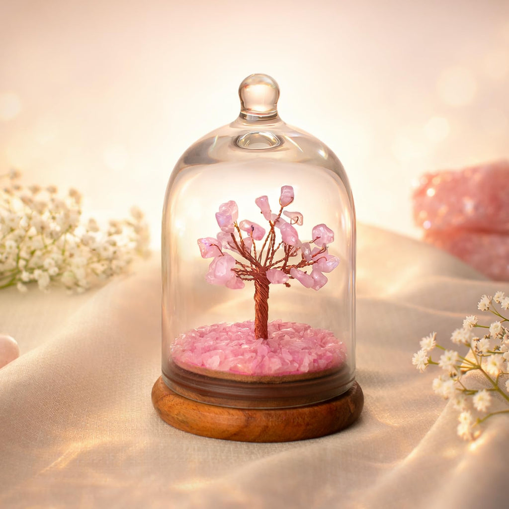 Astrotalk Rose Quartz Dome Crystal Tree | Nurture Bonds & Inner Peace | Feng Shui Items for Good Luck | Housewarming Gifts | Aesthetic Home Decor Items | Valentine Gift for Girlfriend