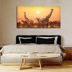 VIBECRAFTS Giraffes in Sunset Premium Canvas Wall Painting With Frame for Living Room Drawing Room Home|Office|Gift (PTVCH_2217)