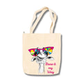 snapiq COTTON 350 GSM Canvas Tote Bag for Women and Girls Thick Fabric with Zipper (Beige, Giraffe1)