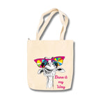snapiq COTTON 350 GSM Canvas Tote Bag for Women and Girls Thick Fabric with Zipper (Beige, Giraffe1)