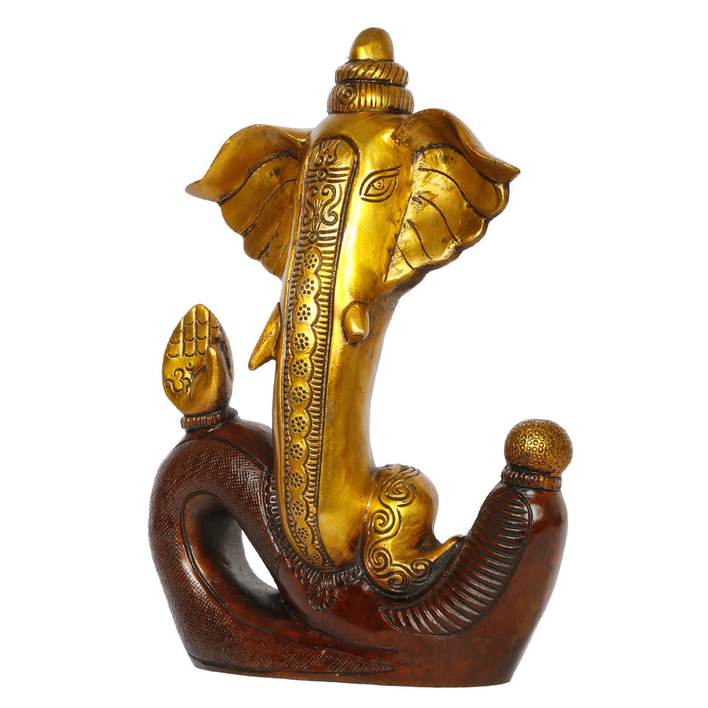 ARTVARKO Brass Designer Ganesha Statue Ganesh Ganpati Sitting Blessing Idol Sculpture for Home Diwali Puja Home Decoration Festival Gifts 10 Inch