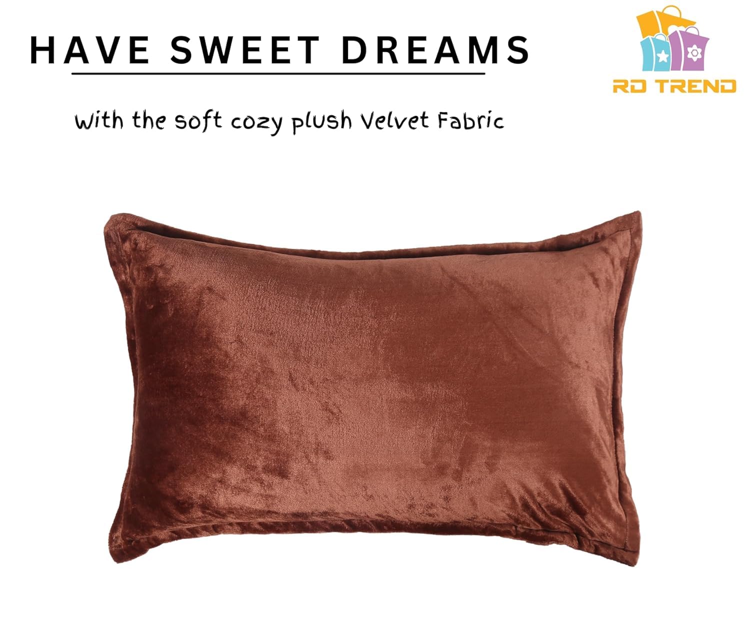 RD TREND® Velvet Cushion Covers Set of 2, Soft Long Cushion Covers 18x28 Inches, Rectangular Decorative Throw Pillowcases for Sofa, Bed & Living Room | Solid Coffee