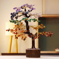 Shubhanjali 7 Chakra Tree M-Seal 300 Beads for Home Decor | Crystal Tree for Positivity Goodluck | Gemstones | Feng Shui Stone Tree for Living Room, Office Desk & Hall Decor | Christmas Decor Gift