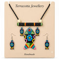 Terracotta Jewellery Set for Women – Handmade Multicolor Fish Design Necklace with Matching Earrings | Ethnic Tribal Boho Statement Jewellery