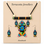 Terracotta Jewellery Set for Women – Handmade Multicolor Fish Design Necklace with Matching Earrings | Ethnic Tribal Boho Statement Jewellery