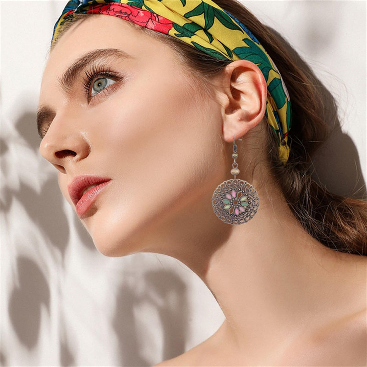SMALLLOVE Vintage Bohemian Earrings for Women Unique Handmade Boho Retro Tribal National Bronze Round Circle Geometry Carved Pattern Tassel Dangle Drop Statement Earrings Jewelry Gifts, Medium, Metal