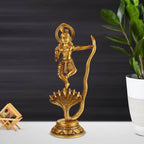 ARTVARKO Brass Dancing Krishna on Kaliya Naag Sheshnag Idol Krishan Decorative Showpiece Figurine for Pooja Room & Gift
