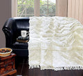 Homitecture Cotton Hand Woven Sofa Throw for Sofa and Couch AC Comforter Throw Blanket Sofa Cover Dohar for Living Room Home and Office Decor (125X150 cms, White) Kafalo