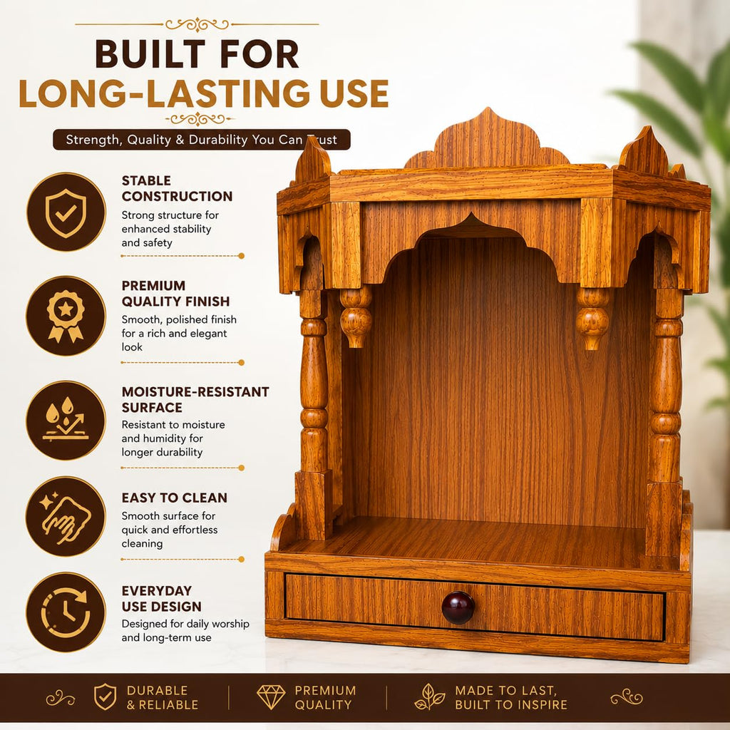 NIVISTAR ENTERPRISES Wooden Temple, Brown, 1.4 Feet