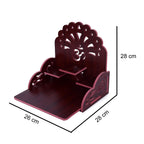 Om Shree Fully Handmade Beautiful Wooden Home and Office Temple/Pooja Mandir(28 x 28 x 26 cm) (Maroon)