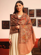 Pashmoda Women Mahnoor 100% Pure Wool Sozni Hand Embroidered Shawl (Size: 40x80in, 101x203cm) LIS40