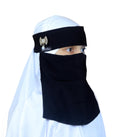 AL RIDHA Women's Babussalam Fabric Fashion Nosepiece One‑Layer Half Hijab Pendant Design Saudi Niqab for Muslim Women and Girls, Black (Wing Pearl Pendant)