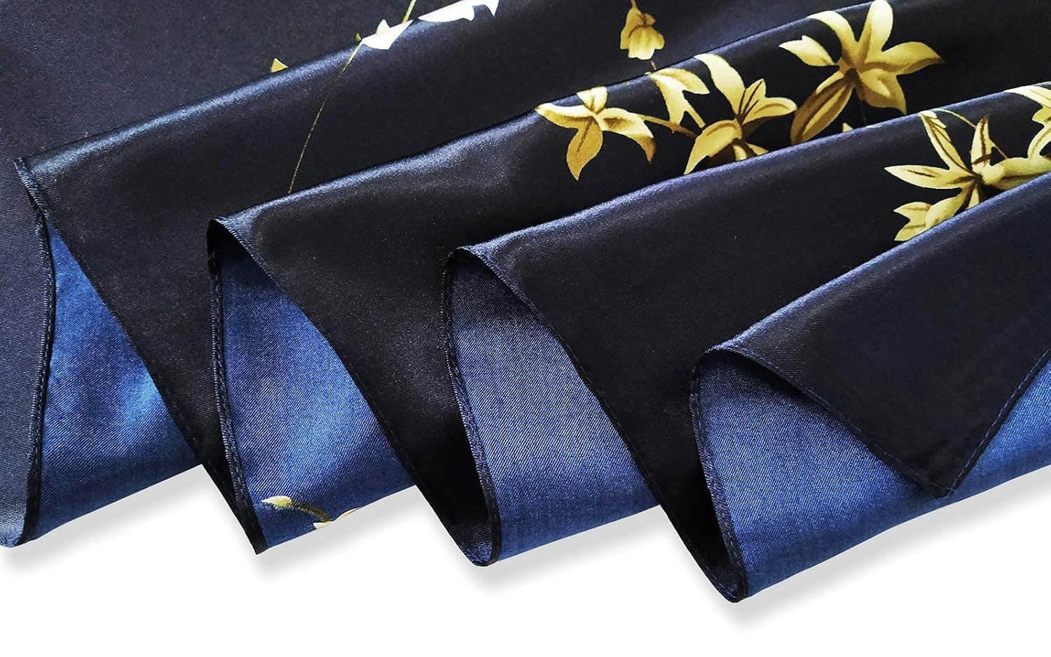 ULOS Women's Printed Shiny Dubai Style Luxury Floral Pattern Satin Head Scarf - Neck Scarf (Square)