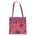 Ravaiyaa - Attitude is everything Cotton Shoulder Bag/Tote Bag For Women| Printed Multipurpose Handbag With Top Zip | Best For Shopping, Travel, Work, Beach, Office, College (Purple Peacock Mandala)