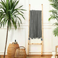 WEAVERS HUT Tufted Cotton Throw Blanket for Sofa & Bed | Handwoven Grey Decorative Throw with Tassels | Soft Couch Throw for 3 Seater, Living Room & Bedroom 125x150 cm Kafalo
