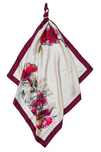 ONE ECHELON Satin Silk Small Neckerchief Square Scarf (Vineyard Bloom)