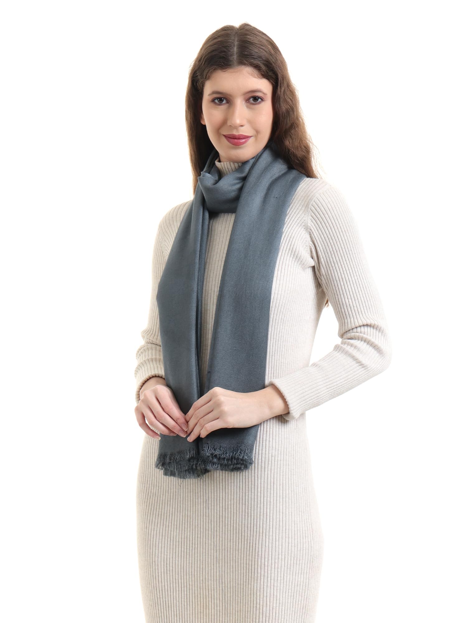 EH Viscose Pashmina Scarf For Women, Twill Weave, Thick, Solid Color Wraps, All Weather, Large, Warm, Very Soft Pashmina Feel Scarves (Steel Grey) For Female