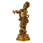 SVARUP Brass Krishna Murti in Gold Color Height 8 Inch