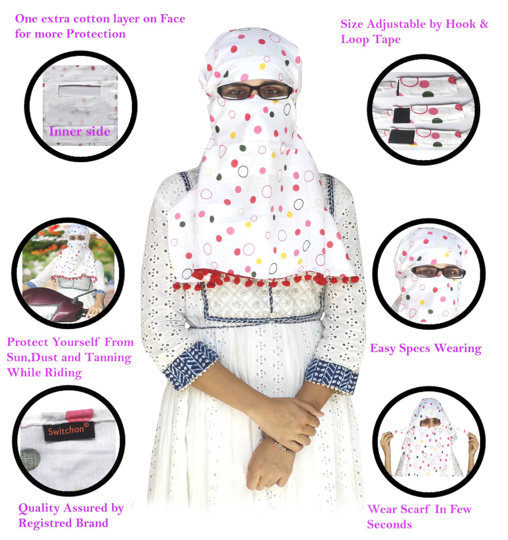 Switchon Pure Cotton Multi Color Scarf Cum Hijab For 12 Yrs And Above Female(Multi)