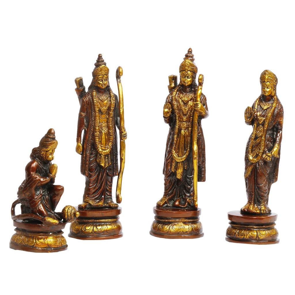 ARTVARKO™ Ram Darbar Statue Shree Ram Ji Sita Laxman Hanuman Home Décor Brass Metal Bhagwan Idol Murti for Mandir Temple Gift Height 9 Inches.