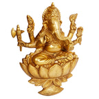 Artavrko Big Brass Ganesha Murti Ganesh Wall Hanging Idol Mangalkari Gnapati Sitting on Lotus Statue for Home Entrance Puja Mandir Temple Height 12 Inch