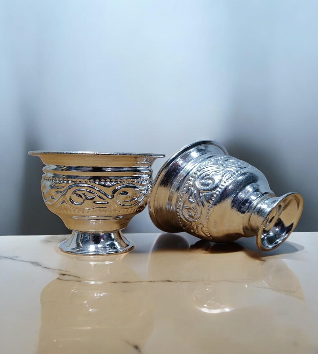 Sigaram 2 Inch German Silver Kum Kum Cup for Home Office and Temple Pooja Decore K3116
