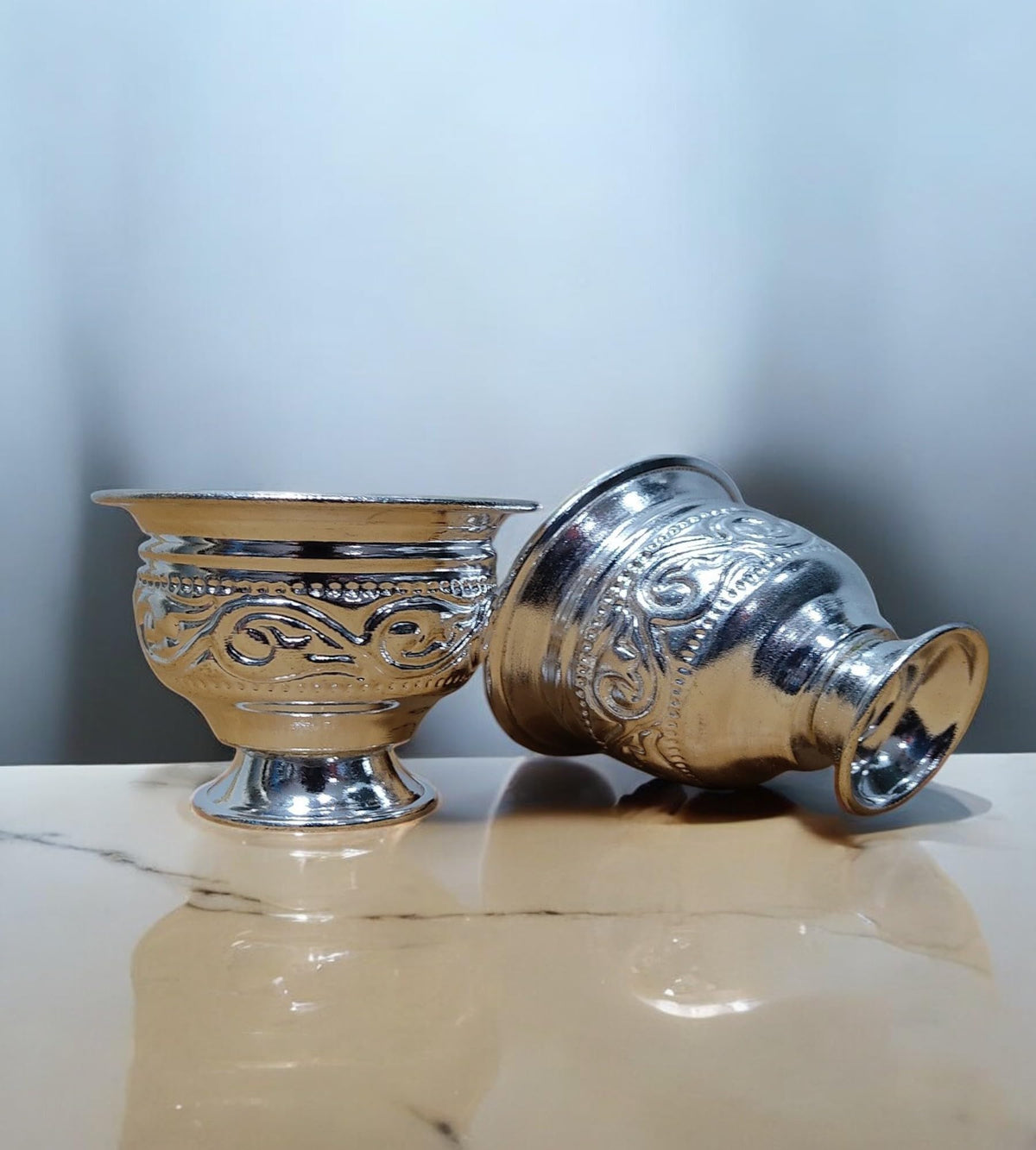 Sigaram 2 Inch German Silver Kum Kum Cup for Home Office and Temple Pooja Decore K3116