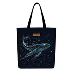 The Purple Tree Eco-Friendly Canvas Tote Bag, Sustainable, Reusable Shopping, Beach, Travel or Everyday Tote, Wide Tote Bag, Cosmic Whale