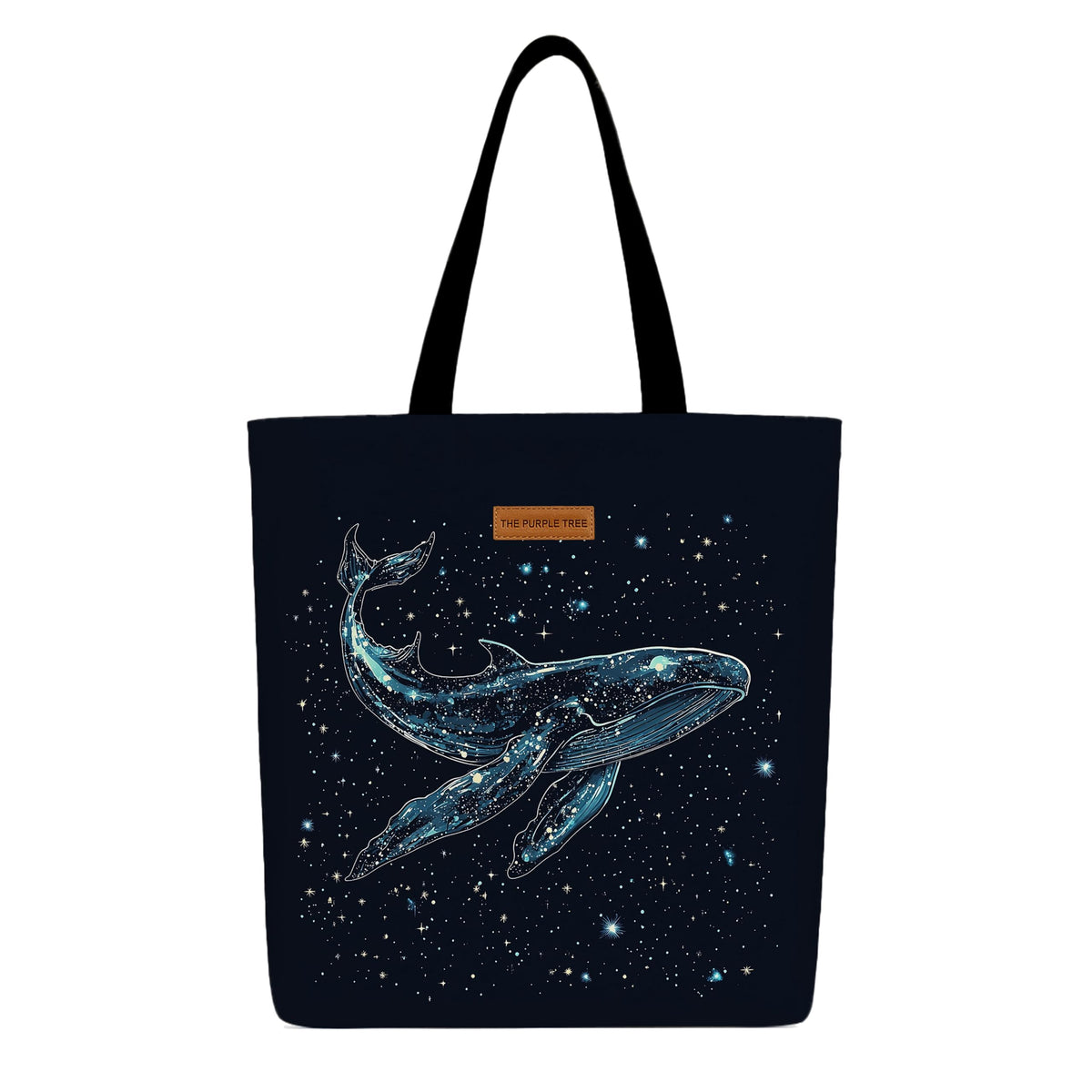 The Purple Tree Eco-Friendly Canvas Tote Bag, Sustainable, Reusable Shopping, Beach, Travel or Everyday Tote, Wide Tote Bag, Cosmic Whale