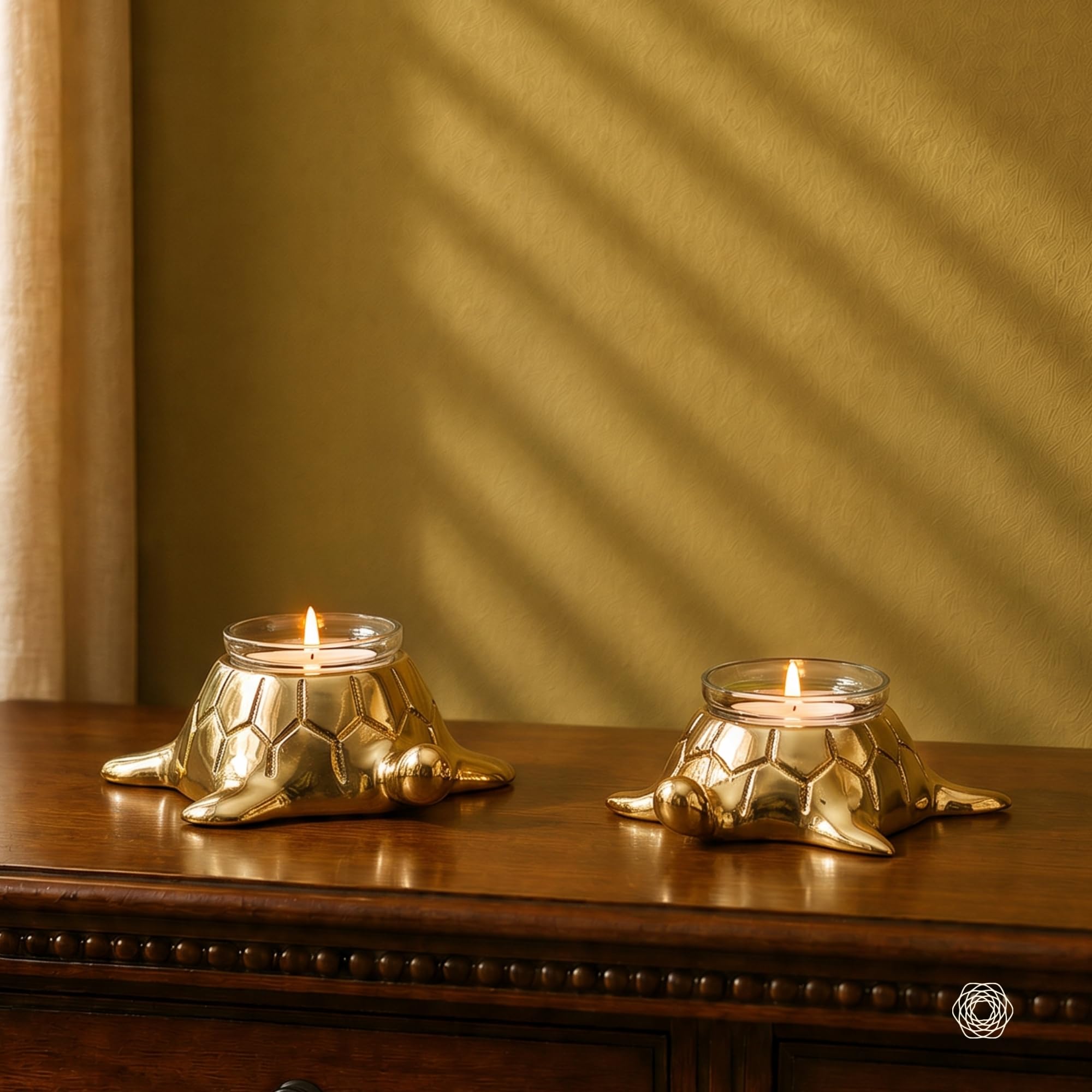 BEHOMA Golden Turtle Votive Holder Mother and Child Set