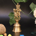 ARTVARKO Brass Krishna Playing Flute Hand Held Bell Ghanti for Gods Puja Home Office Temple Pooja Gift Spiritual Gifts 5.5 Inch