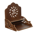 eCraftIndia Brown Om Design Beautiful Wooden Pooja Temple with Shelf - Mandir for Home Pooja Room - Wooden Temple for Home Wall Hanging - Home Temple Pooja Mandir - Diwali Gifts for Family Friends