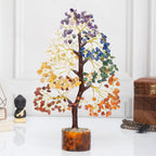 White Aura Vastu Store 300 Beads, 7 Chakra Crystal Tree, Showpiece Good Luck and Positive Energy, Showpiece for Living Room, Natural Healing Gemstones Money/Lucky Tree for Good Luck, Multicolor