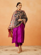 Pashmoda Women Bahaar Fine Wool Fabric Pashmina Kalamkari Embroidered Shawl, Stole and Wrap, Sustainable and Natural Fabric, Heritage Kashmiri Pashmina(Size 40x80)
