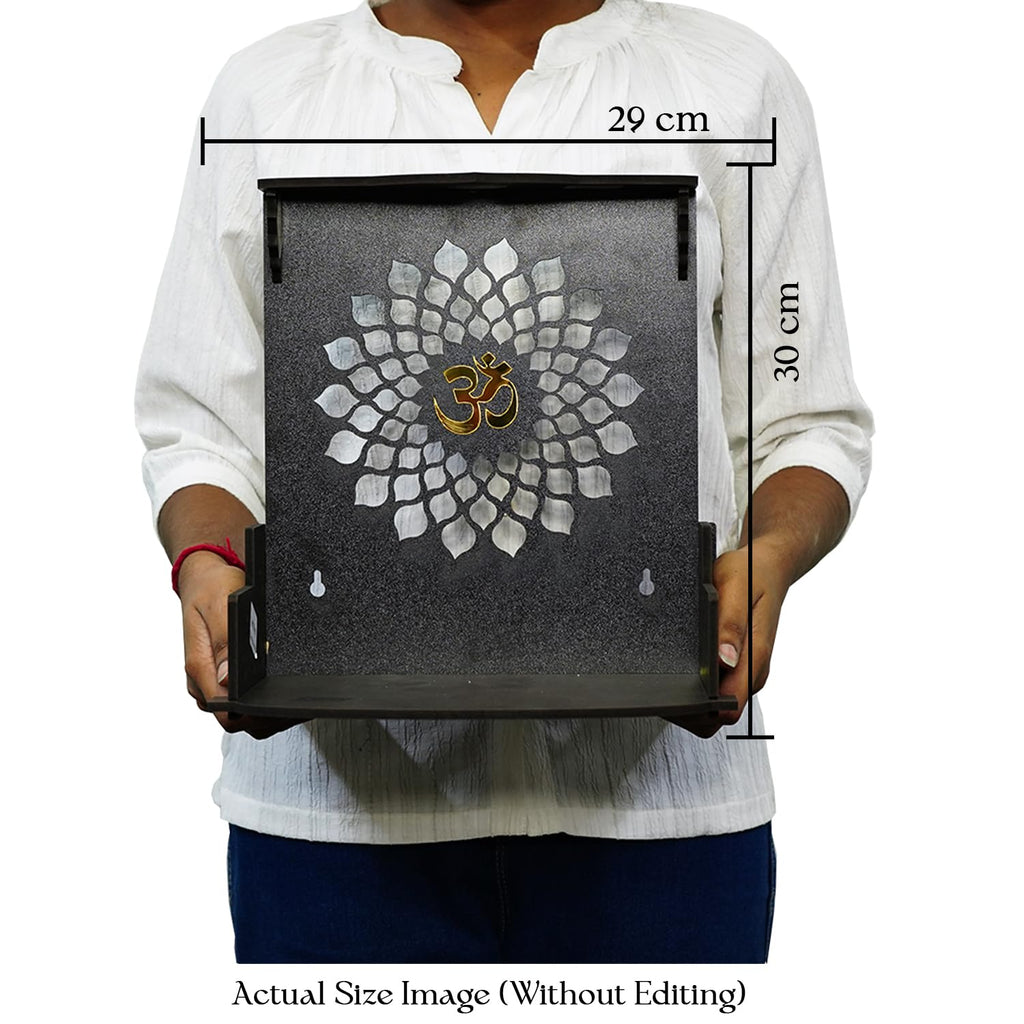 Ekhasa Wooden Pooja Mandir for Home Wall Mounted | Wooden God Temple for Home | Pooja Stand for Home | Puja Mandir for Home | Pooja Unit for Home with LED Spotlight | Temple for Office