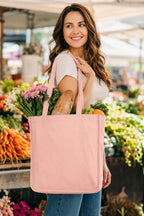 Canvas Tote Bag for Adults, 37x42x14 CM, 100% Cotton, Reusable (Pink)