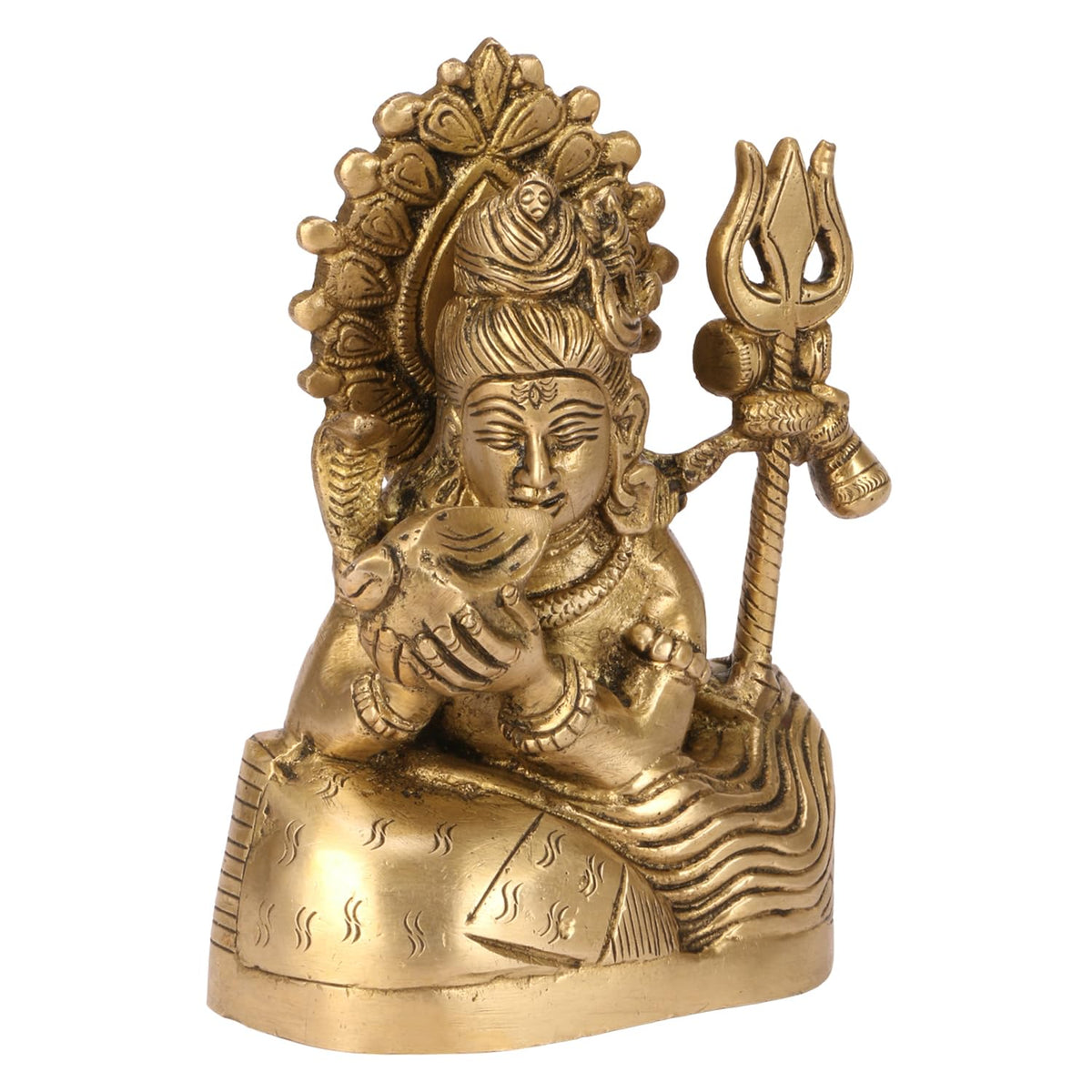 ARTVARKO Brass Lord Shiva Shiv Drinking Halaahal Bhole Nath Idol Statue Home Mandir Puja Temple Gift Gold Color 6.5 Inch